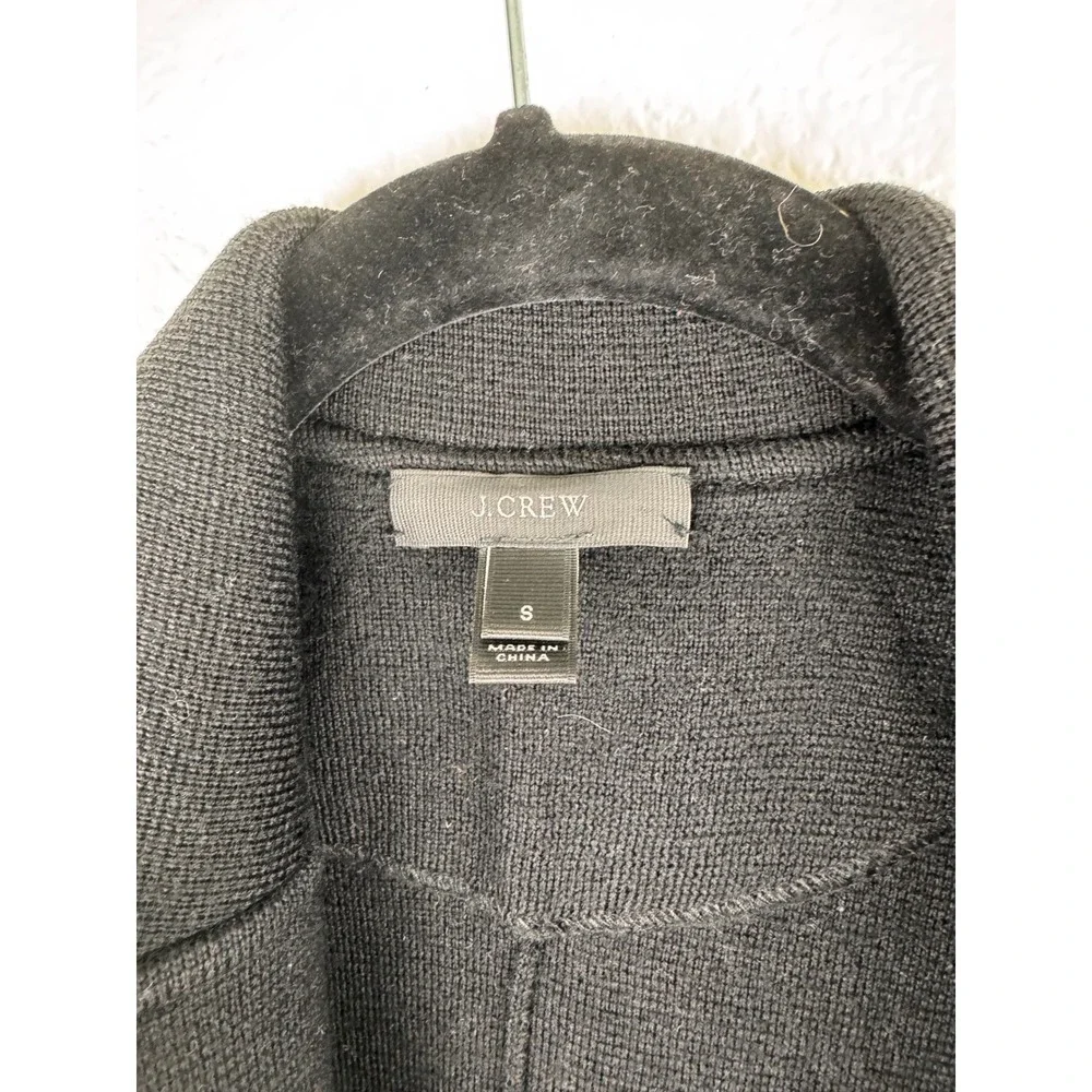 J. Crew‎ Womens Open Front Merino Wool Knit Blazer Cardigan Jacket Black Small